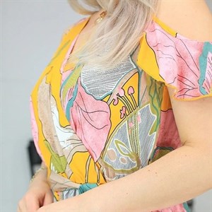 Длинный сарафан Валерия из штапеля с ярким принтом