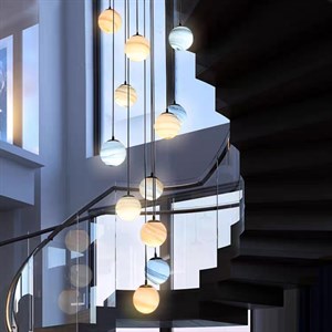 Элегантная шариковая люстра с черным каркасом и разноцветными плафонами - идеальное решение для вашего интерьера