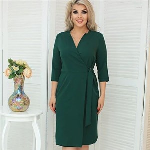 Офисное платье с запахом Василиса из ткани Барби на