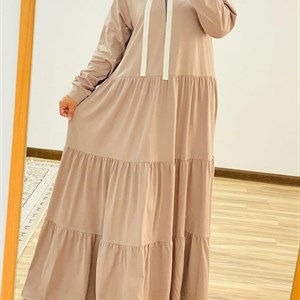 Тонкие ярусные платья с капюшоном Ткань турецкий