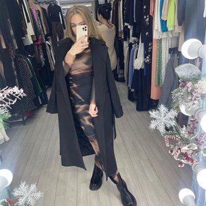 Платье размер S M L Пальто в черном и сером цвете