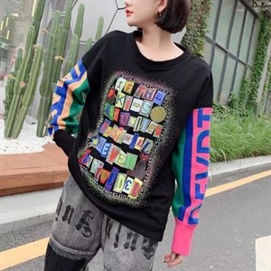 Модель SC6109 Комбинированный свитшот трикотаж вязаный