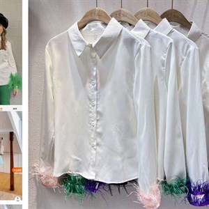 Шикарная новинка Рубашки оверсайз с струистыми перьями