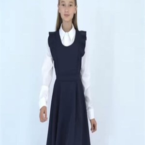 Сарафан Волан Размеры 30 38 Цвет тёмно синий Ткань