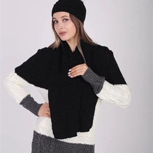 Новинки Турецкая вязанная туника с шарфом и шапкой