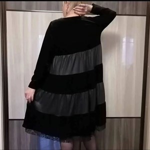 Модель 7044 Платье туника ткань велюр экокожа Шикарная