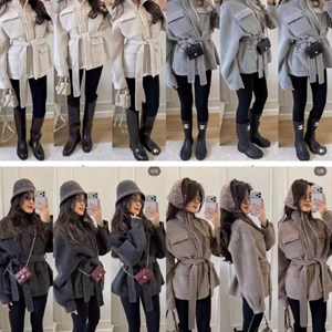 Стильная куртка-пальто женская с поясом — размеры 42–54