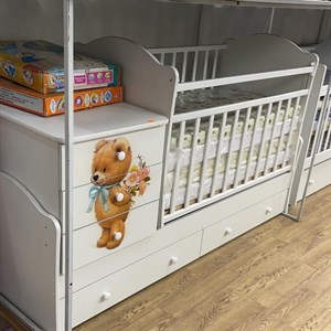 детскиекроватки Трансформер мишка с цветами 13500