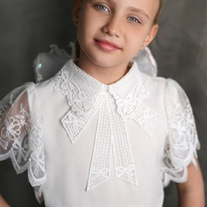 Шикарная блузка из шифона с нежным воротом имитация