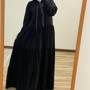 Тонкие ярусные платья с капюшоном Ткань турецкий