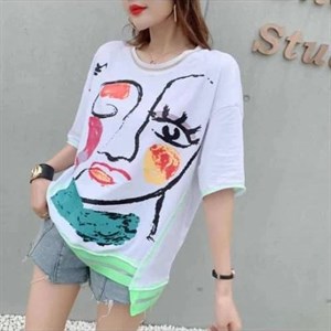 Модель 6019 Футболка трикотаж Два цвета белый и ярко